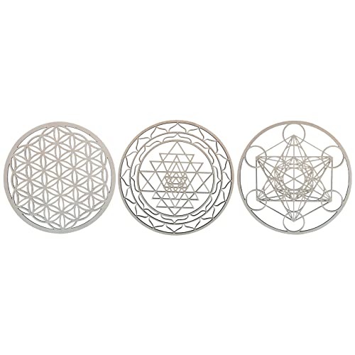 Bahderaus 3Pcs / Set Heilige Geometrie Wandkunst Set Holzwandkunst, Heilige Geometrie Kunst, Skulptur, Wanddekoration für Wohnkultur von Bahderaus