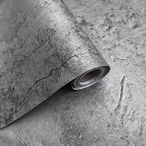 Bai You Mei Klebefolie Möbel Grau 40x300cm Möbelfolie Betonoptik Selbstklebende Folie für Möbel Küche Fensterbank Schrank Dunkelgrau Wasserdicht Tapete von Bai You Mei