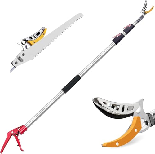 Bai You Mei Schneidgiraffe Astschere Teleskop Ausziehbar Hochentaster Manuell, Rosenschere Teichschere mit Teleskopstiel,Gartenschere Lang Baumschere Teleskop Groß Teleskopschere (1.4-3 meter) von Bai You Mei