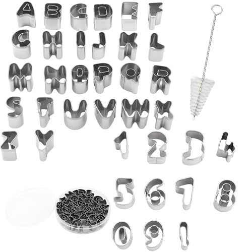 38 Stück Set Buchstaben Ausstecher Für Fondant, Buchstaben Ausstecher, Keksausstecher, Fondant, Inklusive Reinigungsbürste, Ideal Für Kinder, Backen Und Lernspiele, Geschirrspülgeeignet von BaiDekun