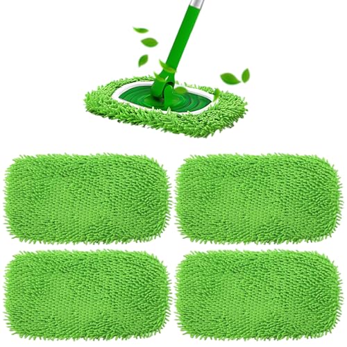 4 Stück Bodentücher Mikrofaser, Nasse Bodentücher Wiederverwendbare für Swiffer Sweeper, 25.5 x 11.5 cm, Waschbar Mikrofaser-Wischpads Nachfüllpack für die Reinigung von Hartböden/Holzböden von BaiDekun