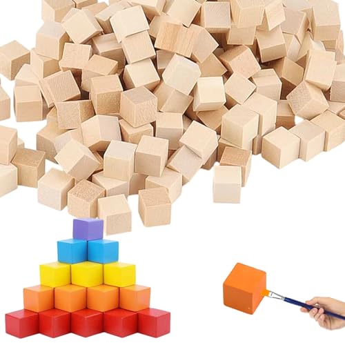 400 Holzwürfel, Holzklötzchen Zum Basteln, DIY Holzblöcke 1 cm, Naturholz Würfel Für Malen, Handwerk, Dekoration, Sensorisches Spielen von BaiDekun