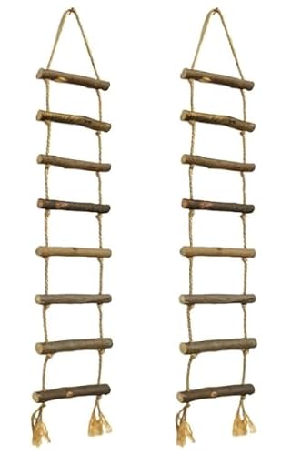 BaiDekun 2 Stück Small Strickleiter für Wichtelstreich, Elfenleiter, Miniatur Leiter, Miniatur Wichtel Leiter für Wichteltür Weihnachten Deko Puppenhaus, Strickleiter 10 x 70cm von BaiDekun