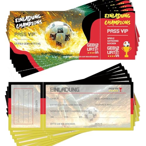 BaiDekun 24 einzigartige Fußball-Designs, Einladungskarten Kindergeburtstag Junge Mädchen, perfekt als Eintrittskarte & dekoratives Element für kindliche Geburtstagsfeiern BaiDekun 24 einzigartige Fußball-Designs, Einladungskarten Kindergeburtstag Junge Mädchen, perfekt als Eintrittskarte & dekoratives Element für kindliche Geburtstagsfeiern von BaiDekun