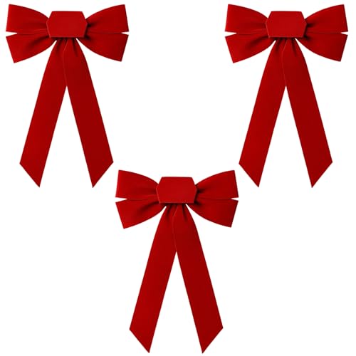 BaiDekun 3 Große Rote Schleife, Riesige Geschenkschleife für Geschenkverpackung, Hochzeitsdekoration, Partydekoration, 24 cm x 33 cm, 3 Stück von BaiDekun