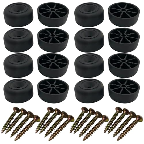 Möbelfüße Schwarz 16 Stück Möbelbeine Rund Ø 33 x H 13 mm – Kunststoff Schrankfüße mit Schrauben – Möbelgleiter Möbelfuß für Sofa, Stuhl, Schrank, Tisch, Regale, Betten – Belastbar & Langlebig von BaiDekun