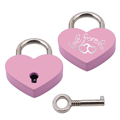 Liebesschloss,Herz Schloss mit Gravur und Schlüssel Liebes-Schloss Herzschloss Herz-Schloss Vorhängeschloss für Gepäck Handtasche Tagebuch Valentinstag Frau Mädchen Geschenk Damengeschenk Pink von BaiJ