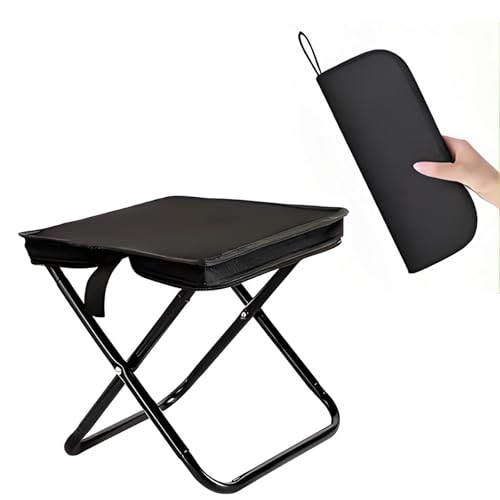 Baiao Campinghocker, tragbarer Klapphocker mit Tragetasche, 33 cm, tragbarer Hocker für Reisen, Wandern, Angeln, Picknick, Grillen (schwarz) von Baiao