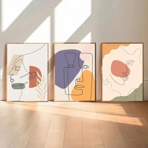 Abstrakte Frau Linien Blume Leinwand Malerei Poster Und Drucke Wand Kunst Bilder Wohnkultur 40X60Cmx3Pcs Kein Rahmen von Baibexing