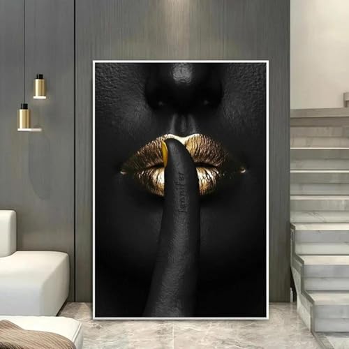 Abstrakte Sexy Schwarze Afrikanische Frauen Lippe Wand Kunst Leinwand Malerei Poster Drucke Wohnzimmer Schlafzimmer Wohnkultur 40X60Cm Kein Rahmen von Baibexing