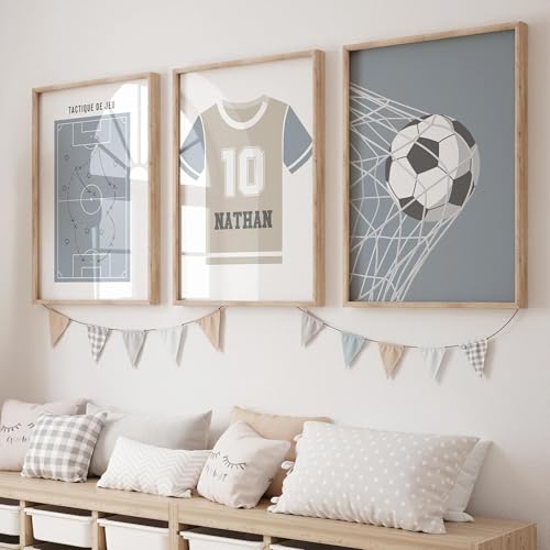 Baibexing 3 Stück Benutzerdefinierte Kinder Personalisierte Namen Fußball Trikot Zahlen Raum Wand Kunstdruck Bild Wohnzimmer Kinderzimmer Home Decor 30X40Cmx3Pcs Kein Rahmen von Baibexing