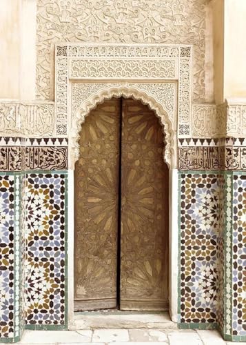 Baibexing Marokkanische Tür, Arabische Leinwandmalerei, Posterdrucke, Islamische, Muslimische Architektur-Wandkunst Für Wohnzimmer, Schlafzimmer, Eid Al-Fitr, Heimdekoration, A4 50X70Cm Kein Rahmen von Baibexing