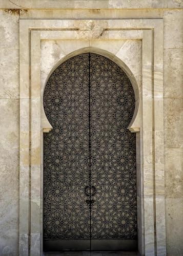 Baibexing Marokkanische Tür, Arabische Leinwandmalerei, Posterdrucke, Islamische, Muslimische Architektur-Wandkunst Für Wohnzimmer, Schlafzimmer, Eid Al-Fitr, Heimdekoration, A7 21X30Cm Kein Rahmen von Baibexing