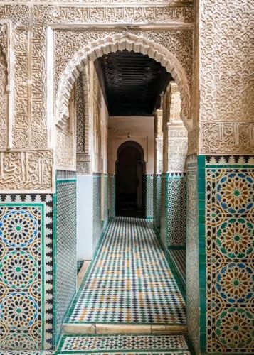 Baibexing Marokkanische Tür, Arabische Leinwandmalerei, Posterdrucke, Islamische, Muslimische Architekturwandkunst Für Wohnzimmer, Schlafzimmer, Eid Al-Fitr, Wohnkultur A13 30X40Cm Kein Rahmen von Baibexing