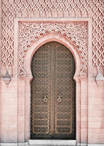 Baibexing Marokkanische Tür, Arabische Leinwandmalerei, Posterdrucke, Islamische, Muslimische Architekturwandkunst Für Wohnzimmer, Schlafzimmer, Eid Al-Fitr, Wohnkultur A16 30X40Cm Kein Rahmen von Baibexing