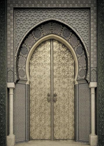 Baibexing Marokkanische Tür Arabische Leinwand Malerei Poster Drucke Islamische Muslimische Architektur Wandkunst Für Wohnzimmer Schlafzimmer Eid Al-Fitr Wohnkultur A21 40X60Cm Kein Rahmen von Baibexing