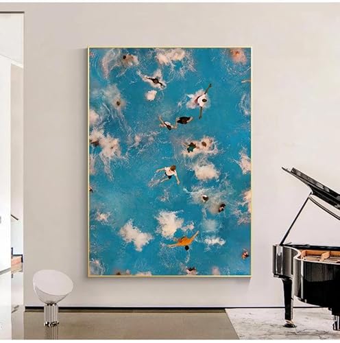Baibexing Sommer Schwimmen Party Wand Kunstdrucke Nordic Poster Schwimmen Pool Luftaufnahmen Leinwand Malerei Bild Wohnzimmer Dekor 60X90Cm Kein Rahmen von Baibexing