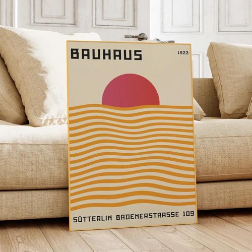 Moderne Geometrie Abstrakte Bauhaus Rote Sonne Wand Kunst Leinwand Malerei Poster Drucke Für Wohnzimmer Wohnkultur 30X40Cm Kein Rahmen von Baibexing