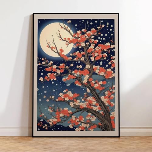 Moderne Im Mondlicht Sakura Baum Wand Kunst Poster Drucke Leinwand Malerei Bild Für Wohnzimmer Wohnkultur 40X60Cm Kein Rahmen von Baibexing