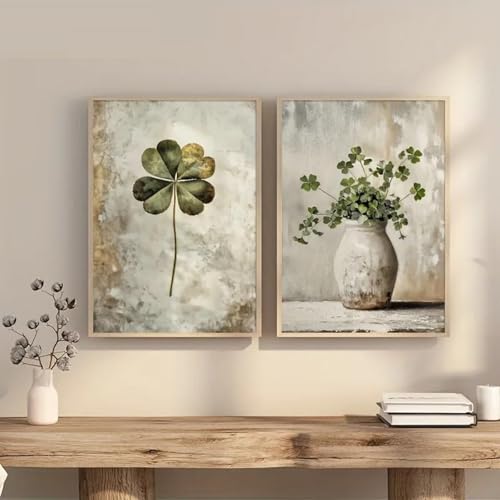 Retro Glück Vierblättriges Kleeblatt Leinwanddrucke Stillleben Pflanze Wandkunst Poster Für Moderne Wohnzimmer Schlafzimmer Badezimmer Home Decor 50X70Cmx2Pcs Kein Rahmen Retro Glück Vierblättriges Kleeblatt Leinwanddrucke Stillleben Pflanze Wandkunst Poster Für Moderne Wohnzimmer Schlafzimmer Badezimmer Home Decor 50X70Cmx2Pcs Kein Rahmen von Baibexing