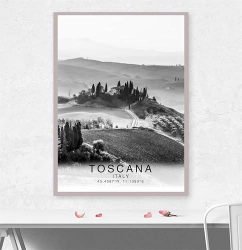 Schwarz-Weiß-Poster Toskana Reisedruck Toskana Kunst Italien Natur Landschaft Leinwand Malerei Unikat Wand Kunst Home Room Decor 50X70Cm Kein Rahmen Schwarz-Weiß-Poster Toskana Reisedruck Toskana Kunst Italien Natur Landschaft Leinwand Malerei Unikat Wand Kunst Home Room Decor 50X70Cm Kein Rahmen von Baibexing