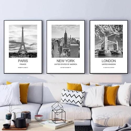 Schwarz-Weiß-Stadt Paris New York London Sehenswürdigkeiten Landschaft Wand Kunst Poster Und Drucke Leinwand Malerei Für Wohnzimmer Home Decor 50X70Cmx3Pcs Kein Rahmen Schwarz-Weiß-Stadt Paris New York London Sehenswürdigkeiten Landschaft Wand Kunst Poster Und Drucke Leinwand Malerei Für Wohnzimmer Home Decor 50X70Cmx3Pcs Kein Rahmen von Baibexing