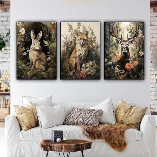 Vintage Dark Tier Deer Fox Poster Drucke Pflanzen Leinwand Malerei Wand Kunst Bilder Für Wohnzimmer Wohnkultur 40X60Cmx3Pcs Kein Rahmen Vintage Dark Tier Deer Fox Poster Drucke Pflanzen Leinwand Malerei Wand Kunst Bilder Für Wohnzimmer Wohnkultur 40X60Cmx3Pcs Kein Rahmen von Baibexing