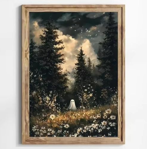 Zauberwald Und Herbst Thema Geist Leinwand Malerei Druck Natürliche Blumen Halloween Wand Kunst Poster Wohnzimmer Home Decor A3 50X70Cm Kein Rahmen von Baibexing