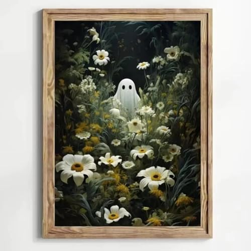 Zauberwald Und Herbst Thema Geist Leinwand Malerei Druck Natürliche Blumen Halloween Wand Kunst Poster Wohnzimmer Home Decor A4 30X40Cm Kein Rahmen von Baibexing