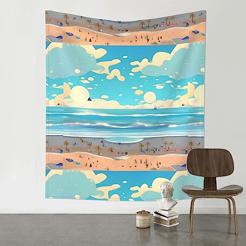 Baicrane Strand-Cartoon-Wandteppich, 152,4 x 130,9 cm, Bohemian-Kunst-Dekor für Ihr Wohnzimmer, Schlafzimmer oder Büro. von Baicrane