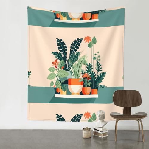 Baicrane Wandteppich mit Cartoon-Motiv, kleine grüne Pflanze, 152,4 x 130,9 cm, Bohemian-Kunst-Dekor für Ihr Wohnzimmer, Schlafzimmer oder Büro. von Baicrane
