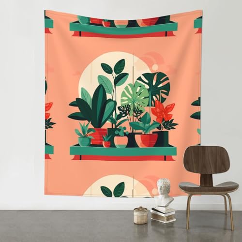 Baicrane Wandteppich mit grünen Pflanzen für den Innenbereich, 152,4 x 130,9 cm. Böhmische Kunstdekoration für Ihr Wohnzimmer, Schlafzimmer oder Büro. von Baicrane