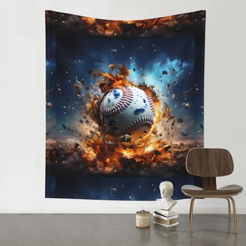 Hot Baseball Tapisserie, 152,4 x 130,9 cm, Bohemian-Kunst-Dekor für Ihr Wohnzimmer, Schlafzimmer oder Büro. von Baicrane