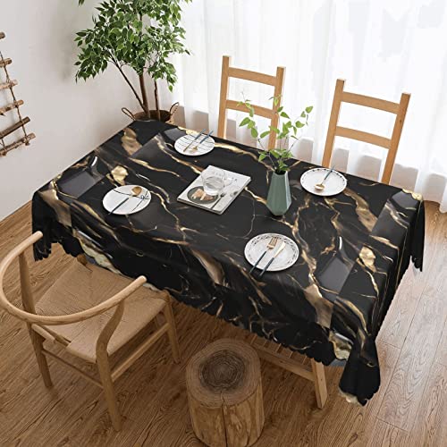 Schwarz-goldene Marmor-Tischdecke, 137 x 183 cm, quadratisch, elegant und perfekt für Esstische, Partys und besondere Anlässe. von Baicrane