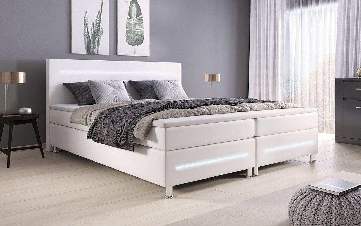 Baidani Boxspringbett Baidani Boxspringbett Sejour mit LED, mit Topper und LED von Baidani