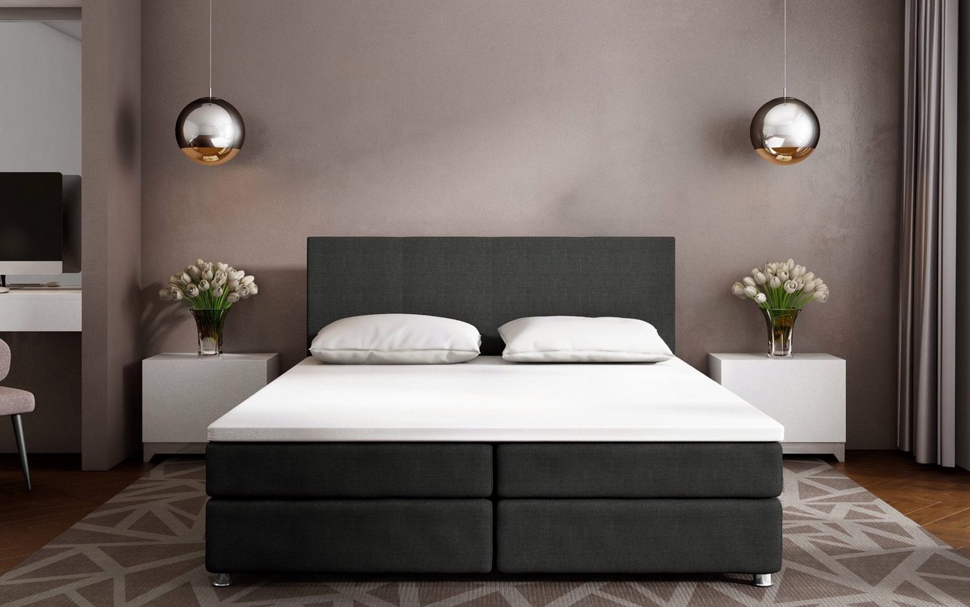 Baidani Boxspringbett Boxspringbett Athene inkl. Topper, Hotelbett von Baidani