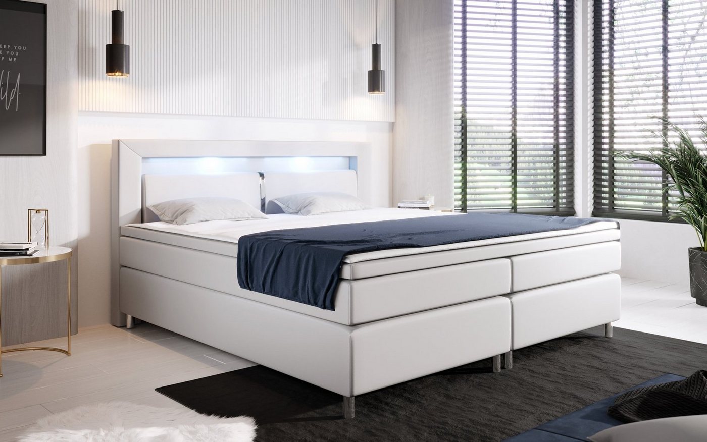 Baidani Boxspringbett Hypnos, inkl LED, Topper und Matratze von Baidani