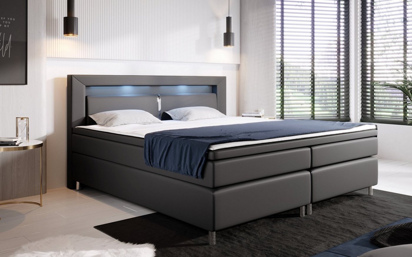 Baidani Boxspringbett Hypnos, inkl LED, Topper und Matratze von Baidani