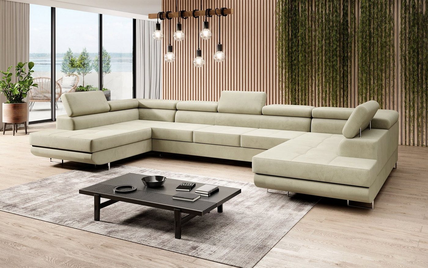 Baidani Sofa Sofa Taormina mit Schlaf- und Klappfunktion (Samt), inkl. Aufbau von Baidani