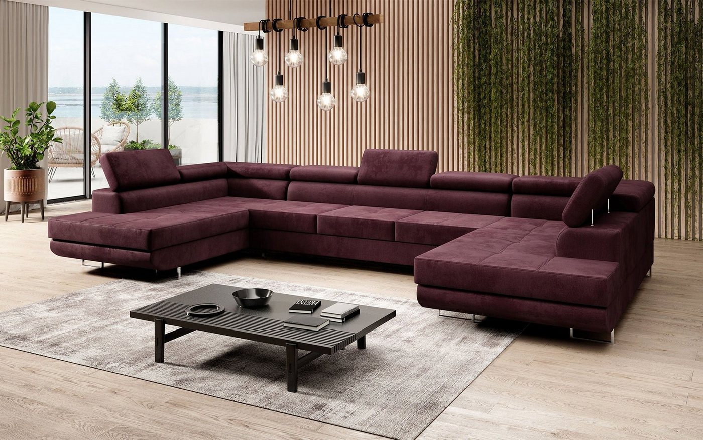 Baidani Sofa Sofa Taormina mit Schlaf- und Klappfunktion (Samt), inkl. Aufbau von Baidani