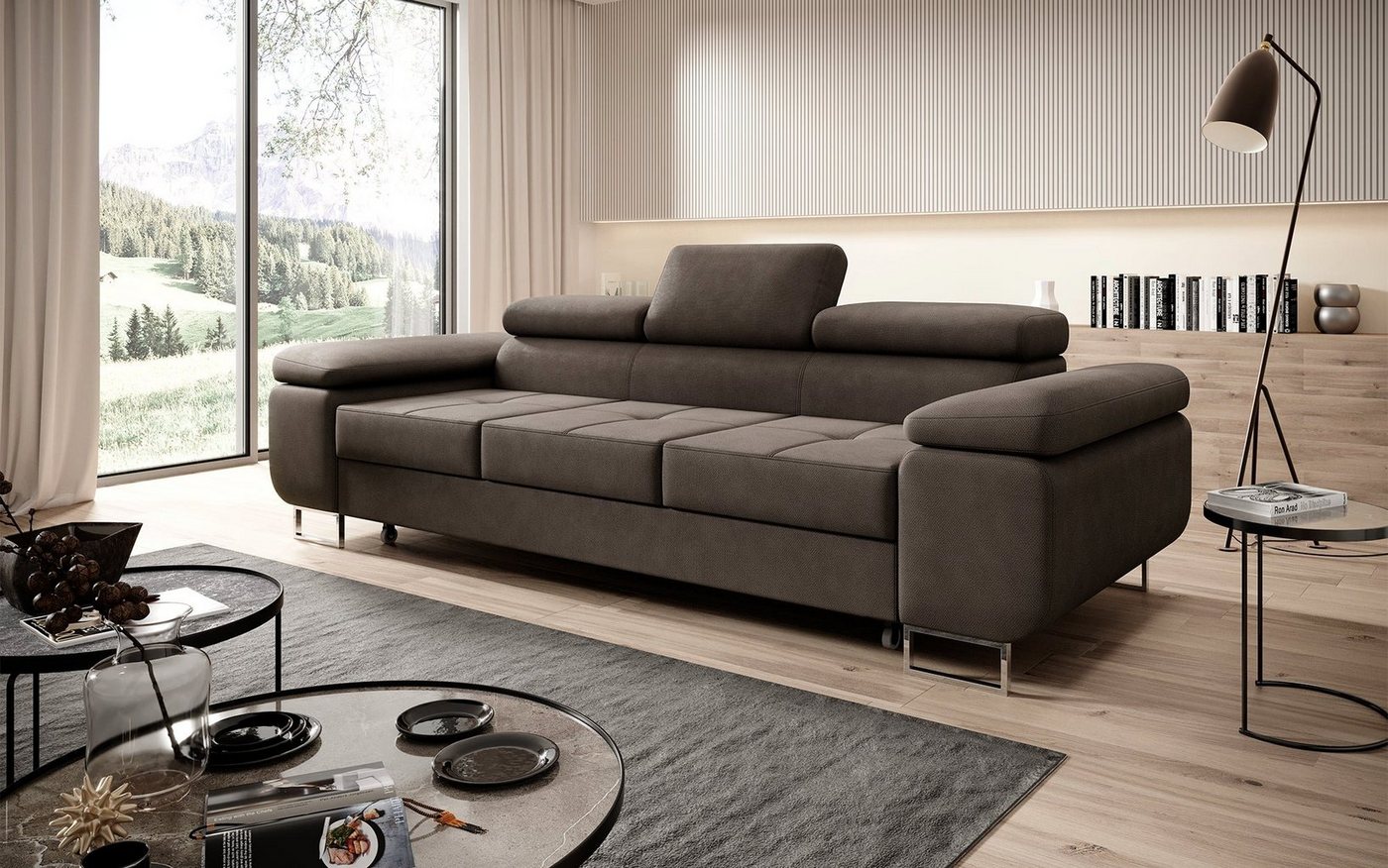 Baidani Sofa Sofa Triora mit Schlaffunktion (Stoff), inkl. Aufbau von Baidani