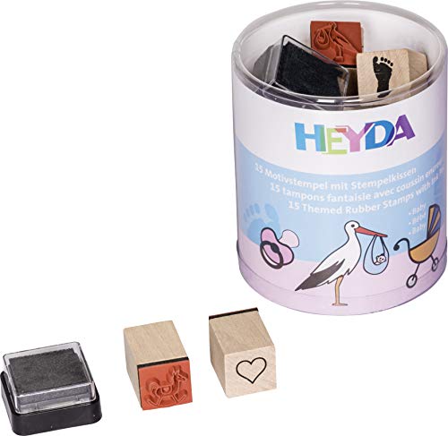 Heyda 204888485 Heyda 204888485 Stempel-Dose (Baby) Motivgröße: ca. 1,5 x 1,5 cm, 15 Holz-Stempel von Heyda