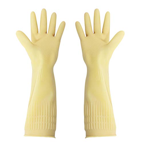 Gummi-Handschuhe, wiederverwendbar, lang, 38 cm Large milchig von Baifeng
