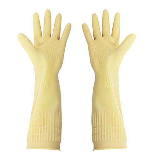Gummi-Handschuhe, wiederverwendbar, lang, 38 cm Large milchig Gummi-Handschuhe, wiederverwendbar, lang, 38 cm Large milchig von Baifeng