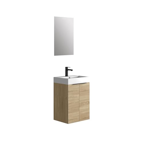 Baikal Badezimmermöbel-Set, 45 cm, inkl. Schrank mit Waschbecken, Melamin, 16 mm, montiertes Waschbecken, mit Spiegel, 2 Türen Bardolino Baikal Badezimmermöbel-Set, 45 cm, inkl. Schrank mit Waschbecken, Melamin, 16 mm, montiertes Waschbecken, mit Spiegel, 2 Türen Bardolino von Baikal