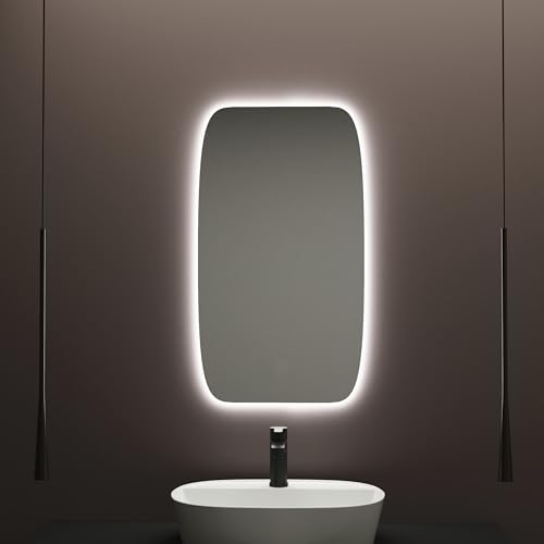 Baikal Spiegel für Zuhause, Verschiedene Formen und Größen erhältlich. Spiegel mit LED-Beleuchtung. Stile, die ins Badezimmer oder jeden Raum passen. 45 x 80 cm, oval, mit Hintergrundbeleuchtung von Baikal