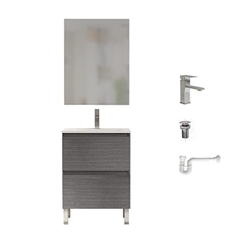 Baikal Pack MUEBLE Möbel-Set, Holz Keramik Rostfreier Stahl Kunststoff, Aschgrau, 60 cm von Baikal