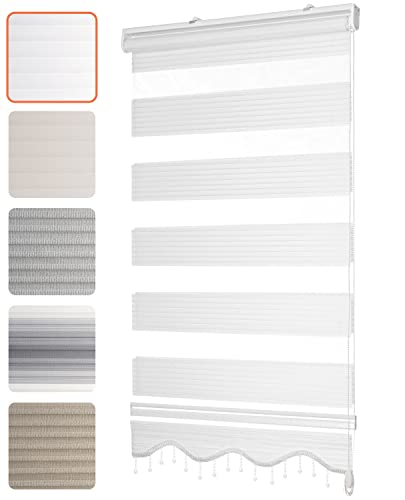 Bailena Doppelrollo ohne Bohren 4in1 Duo Rollo mit Perlen Klemmfix Fensterrollo zum Klemmen Gardine mit Volant Klemmrollo Alpinweiß 60 x 200 cm Bailena Doppelrollo ohne Bohren 4in1 Duo Rollo mit Perlen Klemmfix Fensterrollo zum Klemmen Gardine mit Volant Klemmrollo Alpinweiß 60 x 200 cm von Bailena