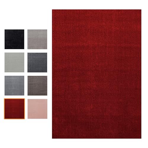 Bailena Kurzflor Teppich Rot Einfarbig, moderner Wohnzimmerteppich Gabbeh Optik, Schlafzimmerteppich Flachflor, 120x170 cm von Bailena