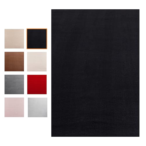 Bailena Teppich Ultra Soft, Waschbarer Teppich für Wohnzimmer, rutschfest Anti-Rutsch Beschichtung, Einfarbig Weich Flauschig, Kurzflor Teppich, Schwarz - 160x230 cm von Bailena